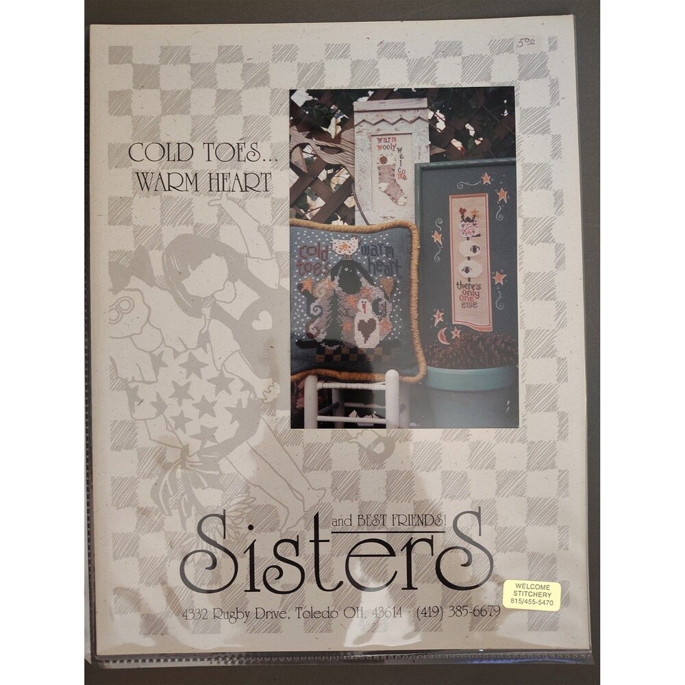 VTG Sisters & Best Friends Cold Toes Warm Heart Cross Stitch Pattern Leaflet...